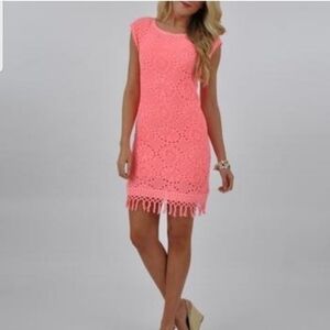 Lilly Pulitzer Yummy Melon Adabelle Crochet Sweater Dress Size M